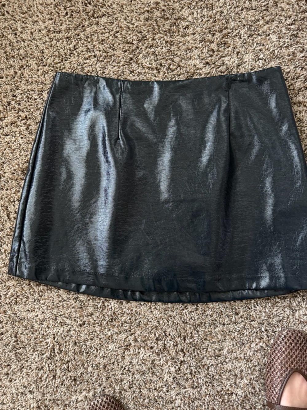 Abercrombie & Fitch Faux Vegan Leather Mini Skort - Midnight Blue
